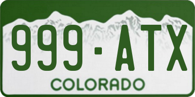 CO license plate 999ATX
