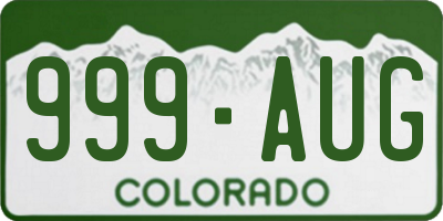 CO license plate 999AUG