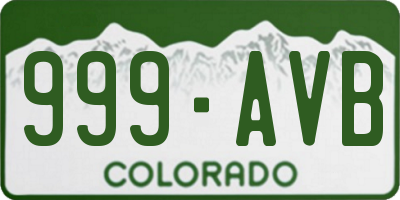 CO license plate 999AVB