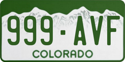 CO license plate 999AVF