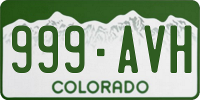 CO license plate 999AVH
