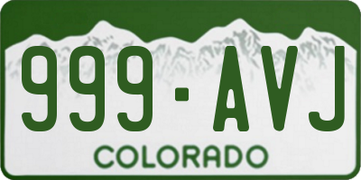CO license plate 999AVJ