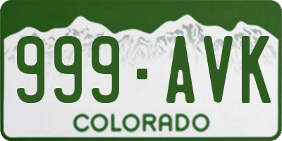 CO license plate 999AVK