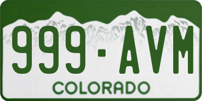 CO license plate 999AVM