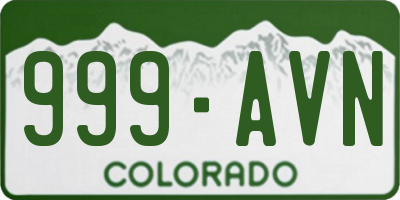 CO license plate 999AVN