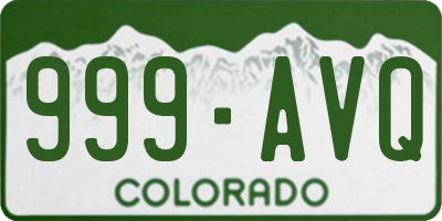 CO license plate 999AVQ