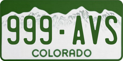 CO license plate 999AVS