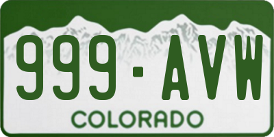 CO license plate 999AVW