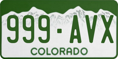 CO license plate 999AVX