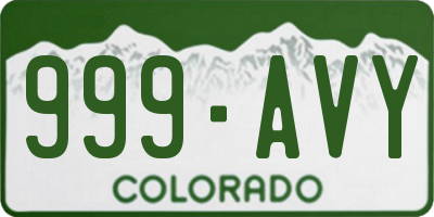 CO license plate 999AVY
