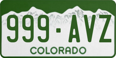 CO license plate 999AVZ