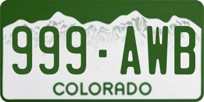 CO license plate 999AWB
