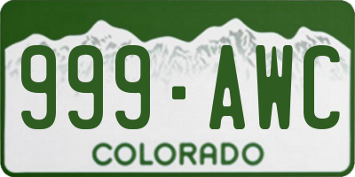 CO license plate 999AWC