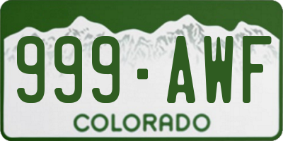 CO license plate 999AWF