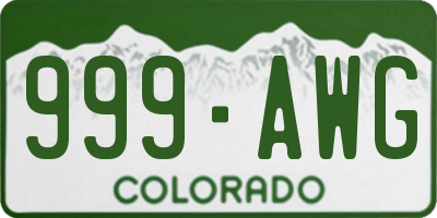 CO license plate 999AWG