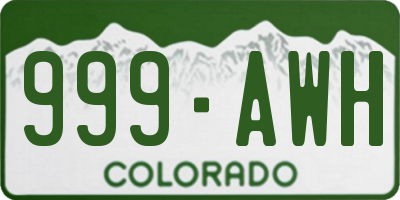 CO license plate 999AWH