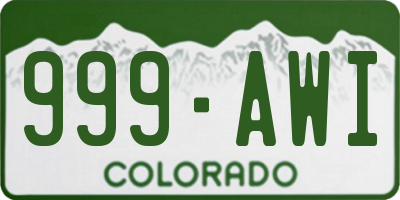 CO license plate 999AWI