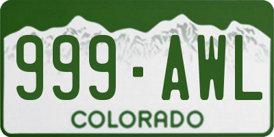 CO license plate 999AWL
