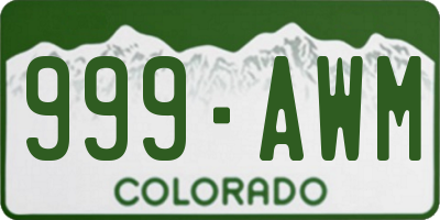 CO license plate 999AWM