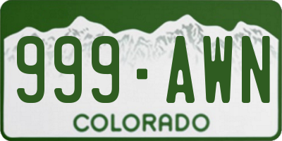 CO license plate 999AWN