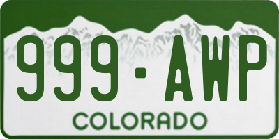 CO license plate 999AWP