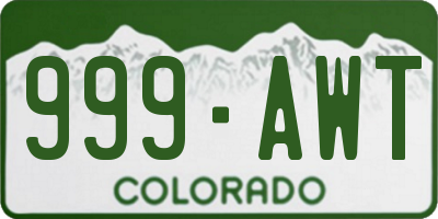 CO license plate 999AWT