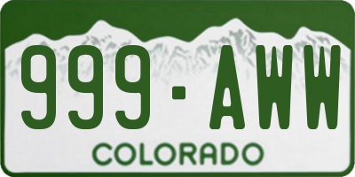 CO license plate 999AWW