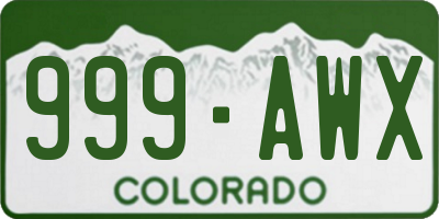 CO license plate 999AWX