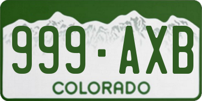 CO license plate 999AXB