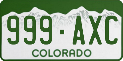 CO license plate 999AXC