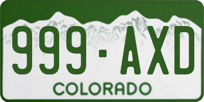 CO license plate 999AXD