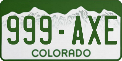 CO license plate 999AXE