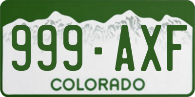 CO license plate 999AXF