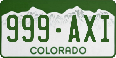 CO license plate 999AXI