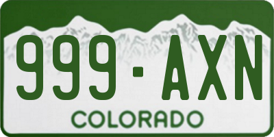 CO license plate 999AXN
