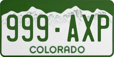 CO license plate 999AXP
