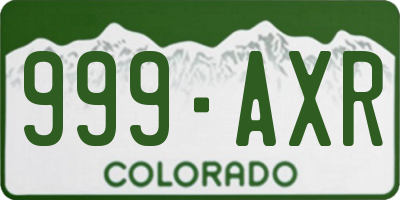 CO license plate 999AXR