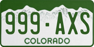 CO license plate 999AXS