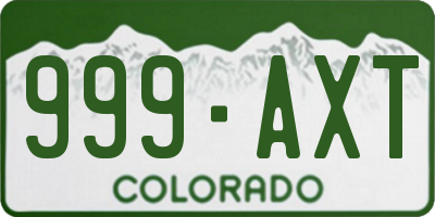 CO license plate 999AXT