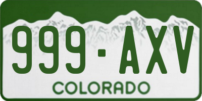 CO license plate 999AXV
