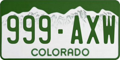 CO license plate 999AXW