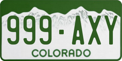 CO license plate 999AXY