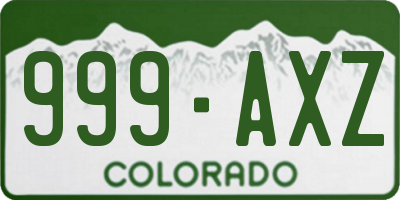 CO license plate 999AXZ