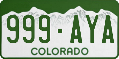 CO license plate 999AYA