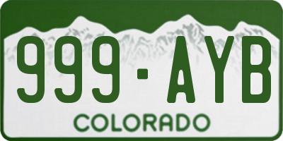 CO license plate 999AYB