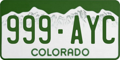 CO license plate 999AYC