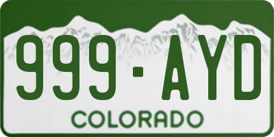 CO license plate 999AYD