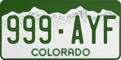 CO license plate 999AYF