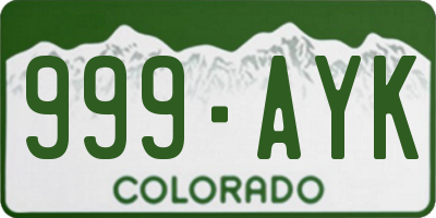 CO license plate 999AYK