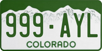 CO license plate 999AYL